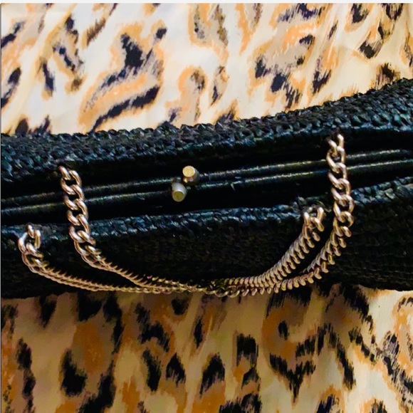 Vintage Corliss black straw chain handle bag - Picture 2 of 3